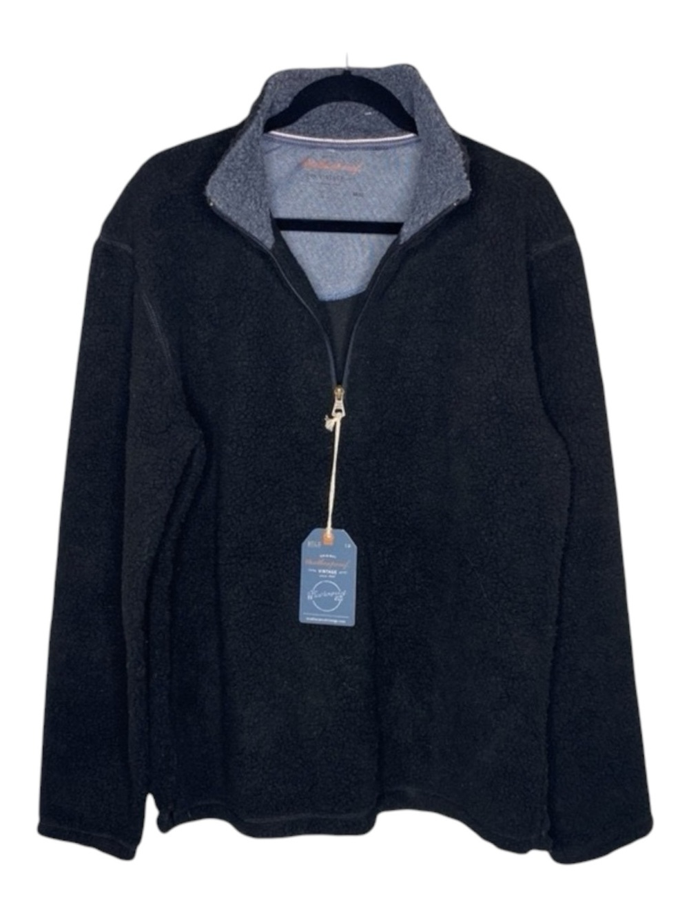 new Weatherproof ๐ Vegan Sherpa 1/4 Zip Pullover Sweatee Sweatshirt ๐ Black - Picture 3 of 16